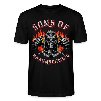 Braunschweig Motard Geschenk fils de Braunschweig - T-shirt bio CRAFTER Stanley Stella Unisexe - noir - Devant - Alina (178cm) & Michal (187cm)