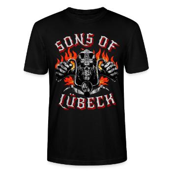 Lübeck Biker Geschenk fils de Lübeck - T-shirt bio CRAFTER Stanley Stella Unisexe - noir - Devant - Alina (178cm) & Michal (187cm)