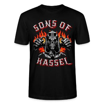 Kassel Biker Geschenk fils de Kassel - T-shirt bio CRAFTER Stanley Stella Unisexe - noir - Devant - Alina (178cm) & Michal (187cm)