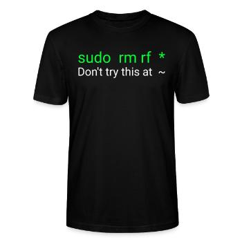 Linux sudo rm rf - T-shirt bio CRAFTER Stanley Stella Unisexe - noir - Devant - Alina (178cm) & Michal (187cm)