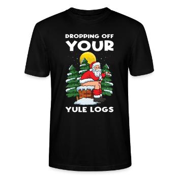 December Santa Poop Joke Sjov jul - Stanley Stella CRAFTER unisex økologisk-T-shirt - sort - Foran - Alina (178cm) & Michal (187cm)