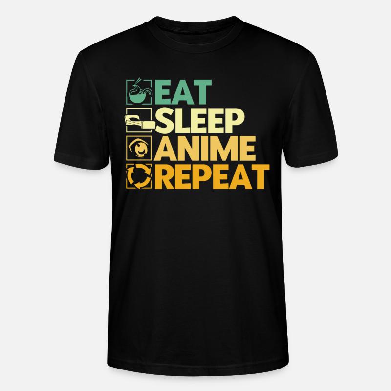 Manger Sommeil Anime Répéter - T-shirt bio CRAFTER Stanley Stella Unisexe - noir