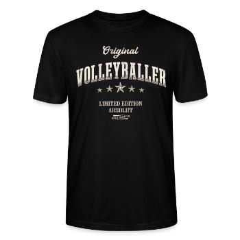 Volleyball Limited Edition Volleyballer Volleyball - Stanley/Stella Unisex Bio-T-Shirt CRAFTER - Schwarz - Vorne - Alina (178cm) & Michal (187cm)