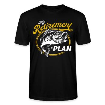 Angeln Mein Plan für den Ruhestand - Stanley/Stella Unisex Bio-T-Shirt CRAFTER - Schwarz - Vorne - Alina (178cm) & Michal (187cm)