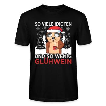 Glühwein Weihnachsmarkt & Ugly Christmas Sprüche - Stanley/Stella Unisex Bio-T-Shirt CRAFTER - Schwarz - Vorne - Alina (178cm) & Michal (187cm)