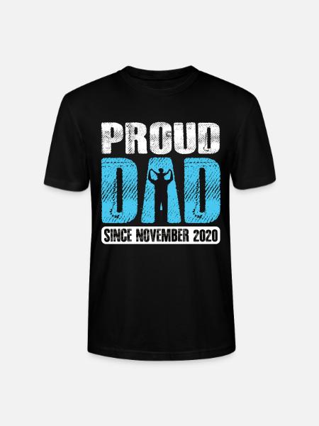 Proud Dad Since November 2020 - Stanley/Stella CRAFTER Unisex Organic T-Shirt - black