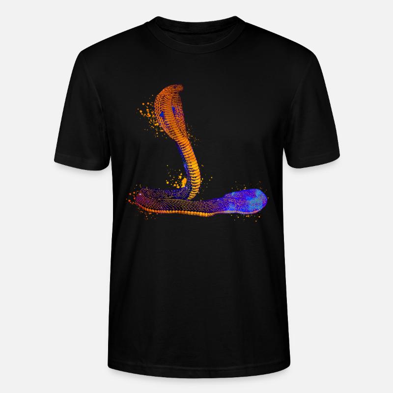 Farbenfrohe Kobra - Stanley/Stella Unisex Bio-T-Shirt CRAFTER - Schwarz