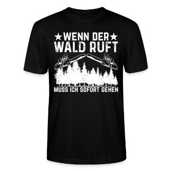 Wenn der Wald ruft - Holzfäller Holzknecht Waldar - Stanley/Stella Unisex Bio-T-Shirt CRAFTER - Schwarz - Vorne - Alina (178cm) & Michal (187cm)