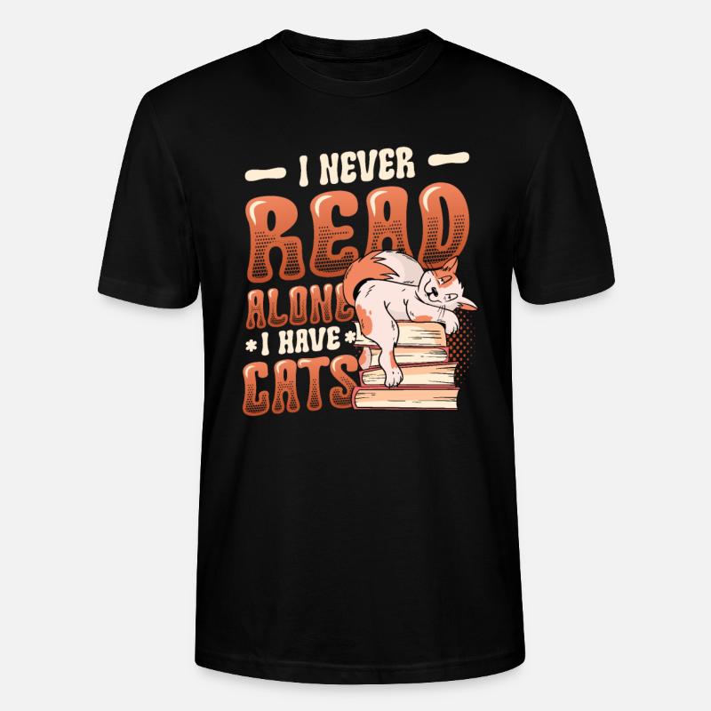 Bücherwurm Lesebücher, Katzen. - Stanley/Stella Unisex Bio-T-Shirt CRAFTER - Schwarz