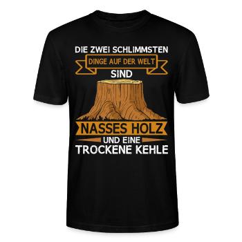 Lustiger Holzfäller Förster Forstwirt Spruch - Stanley/Stella Unisex Bio-T-Shirt CRAFTER - Schwarz - Vorne - Alina (178cm) & Michal (187cm)