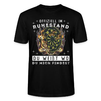 Rente Rentner Ruhestand Geschenk Dart Spruch - Stanley/Stella Unisex Bio-T-Shirt CRAFTER - Schwarz - Vorne - Alina (178cm) & Michal (187cm)