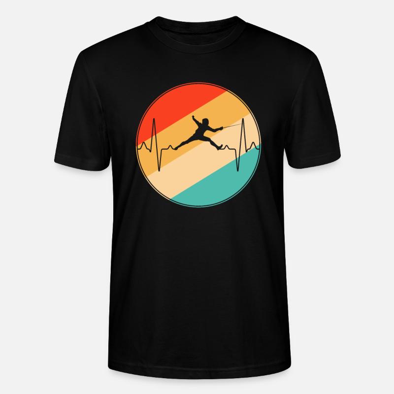 Fechten Retro Herzschlag - Stanley/Stella Unisex Bio-T-Shirt CRAFTER - Schwarz