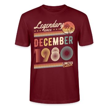 Légendaire depuis décembre 1980 Edition Limitée - T-shirt bio CRAFTER Stanley Stella Unisexe - bordeaux - Devant - Alina (178cm) & Michal (187cm)