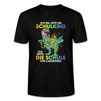 Ich Bin Jetzt Ein Schulkind Ich Rette Die Schule - Stanley/Stella Unisex Bio-T-Shirt CRAFTER - Schwarz - Vorne - Alina (178cm) & Michal (187cm)