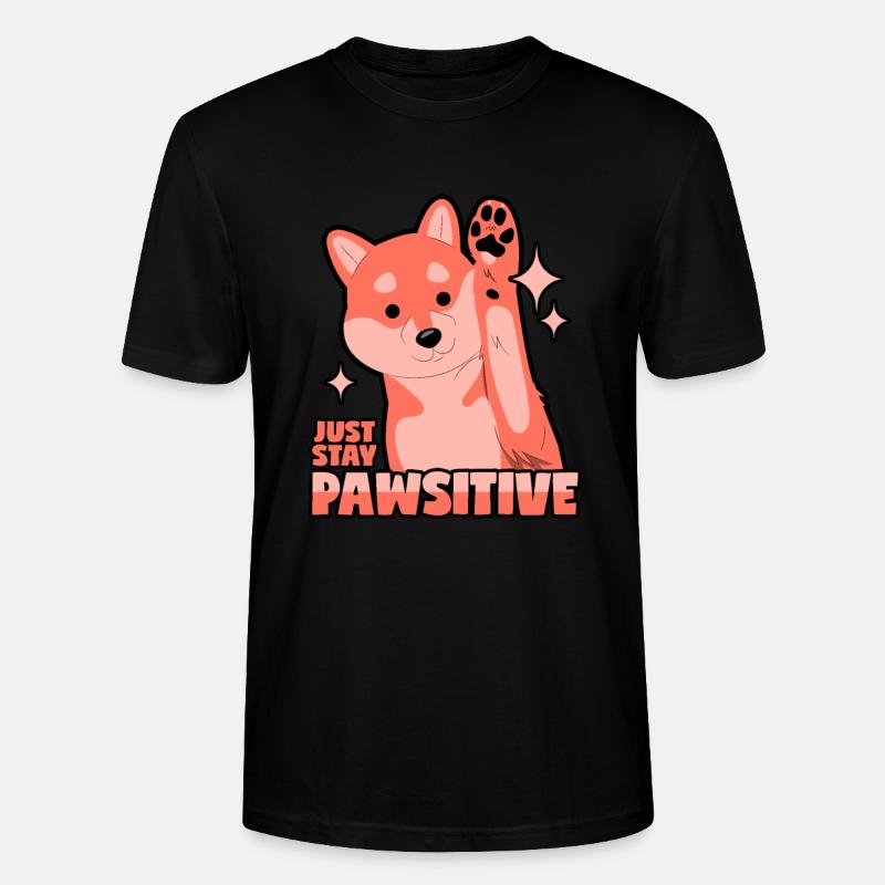 Optimistischer Hund: Pawsitive - Stanley/Stella Unisex Bio-T-Shirt CRAFTER - Schwarz