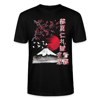 Japan Landschaft - 7 Tugende der Samurai - Stanley/Stella Unisex Bio-T-Shirt CRAFTER - Schwarz - Vorne - Alina (178cm) & Michal (187cm)