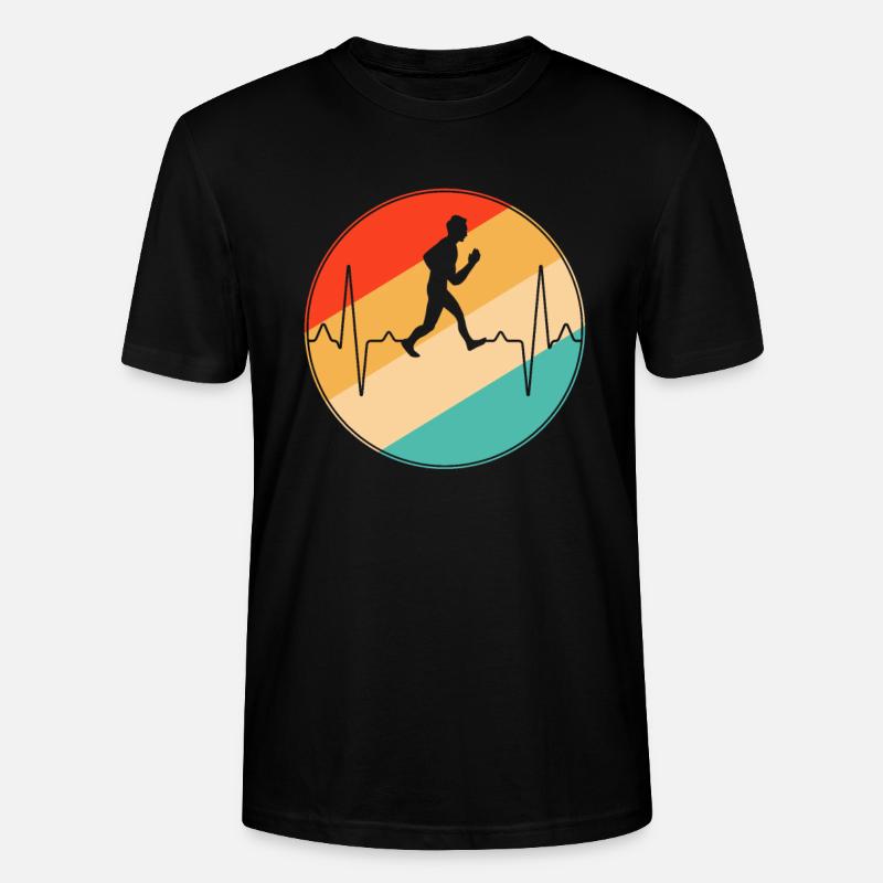 Joggen Retro Herzschlag - Stanley/Stella Unisex Bio-T-Shirt CRAFTER - Schwarz