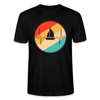 Voile Rétro Heartbeat - T-shirt bio CRAFTER Stanley Stella Unisexe - noir - Devant - Alina (178cm) & Michal (187cm)