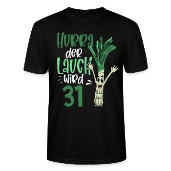 Hurra der Lauch wird 31 - Stanley/Stella Unisex Bio-T-Shirt CRAFTER - Schwarz - Vorne - Alina (178cm) & Michal (187cm)