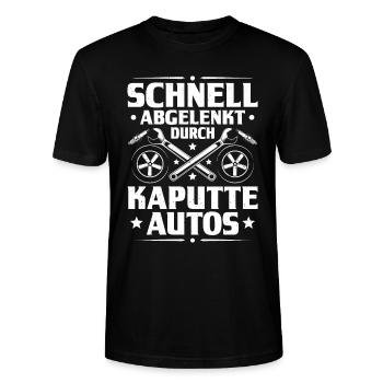 KFZ-Mechatroniker Car Mechanic Auto Mechanic - Stanley/Stella Unisex Bio-T-Shirt CRAFTER - Schwarz - Vorne - Alina (178cm) & Michal (187cm)