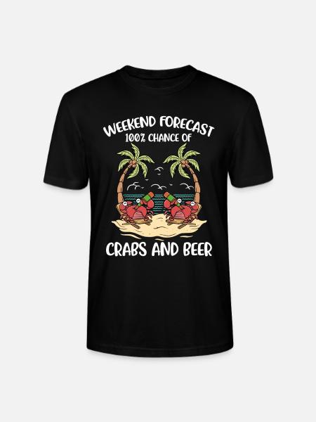 Crab And Beer Krabbe Geschenk - Stanley/Stella Unisex Bio-T-Shirt CRAFTER - Schwarz