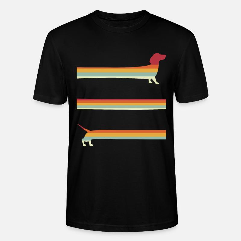Extra langer Retro Dackel - Stanley/Stella Unisex Bio-T-Shirt CRAFTER - Schwarz