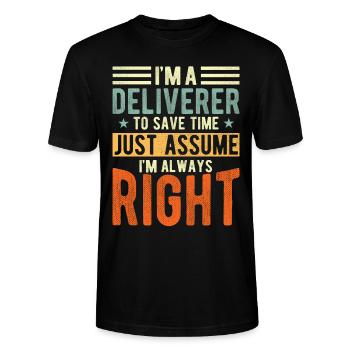 Zusteller - Stanley/Stella Unisex Bio-T-Shirt CRAFTER - Schwarz - Vorne - Alina (178cm) & Michal (187cm)