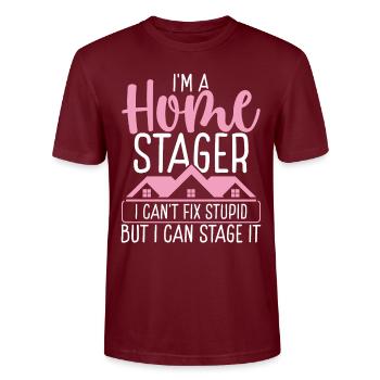 Home Stager Interior Decorator Stylist Staging - Stanley/Stella CRAFTER Unisex Organic T-Shirt - burgundy - Front - Alina (178cm) & Michal (187cm)