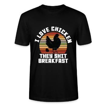 I Love Chicken They Shit Breakfast - Stanley/Stella CRAFTER Unisex Organic T-Shirt - black - Front - Alina (178cm) & Michal (187cm)