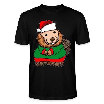 Biber Weihnachtsmann - Stanley/Stella Unisex Bio-T-Shirt CRAFTER - Schwarz - Vorne - Alina (178cm) & Michal (187cm)