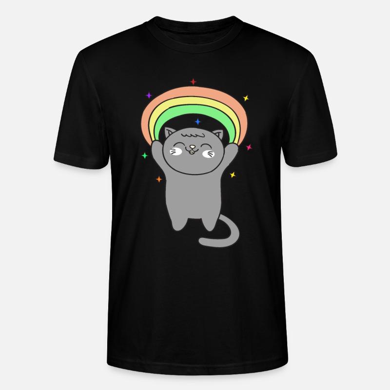 Chat mignon avec arc-en-ciel - T-shirt bio CRAFTER Stanley Stella Unisexe - noir