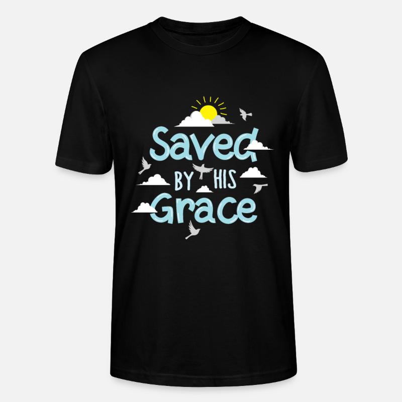Saved By His Grace - Stanley/Stella Unisex Bio-T-Shirt CRAFTER - Schwarz