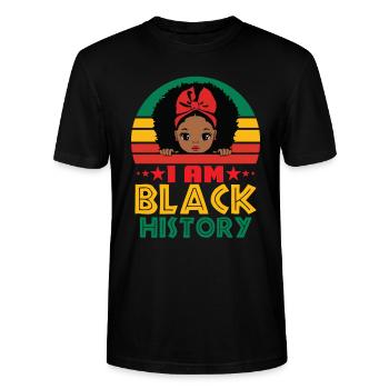 Black History Women Proud Black Melanin Festival - T-shirt bio CRAFTER Stanley Stella Unisexe - noir - Devant - Alina (178cm) & Michal (187cm)