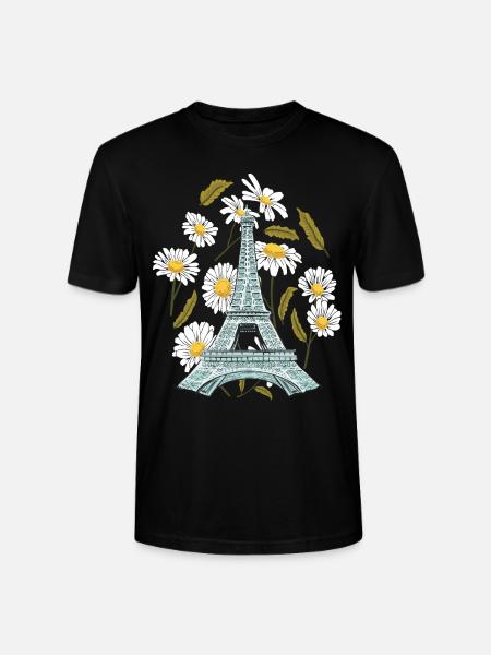 Eiffeltårnet Efterårsblomst Paris Efterår i Frankrig - Stanley Stella CRAFTER unisex økologisk-T-shirt - sort