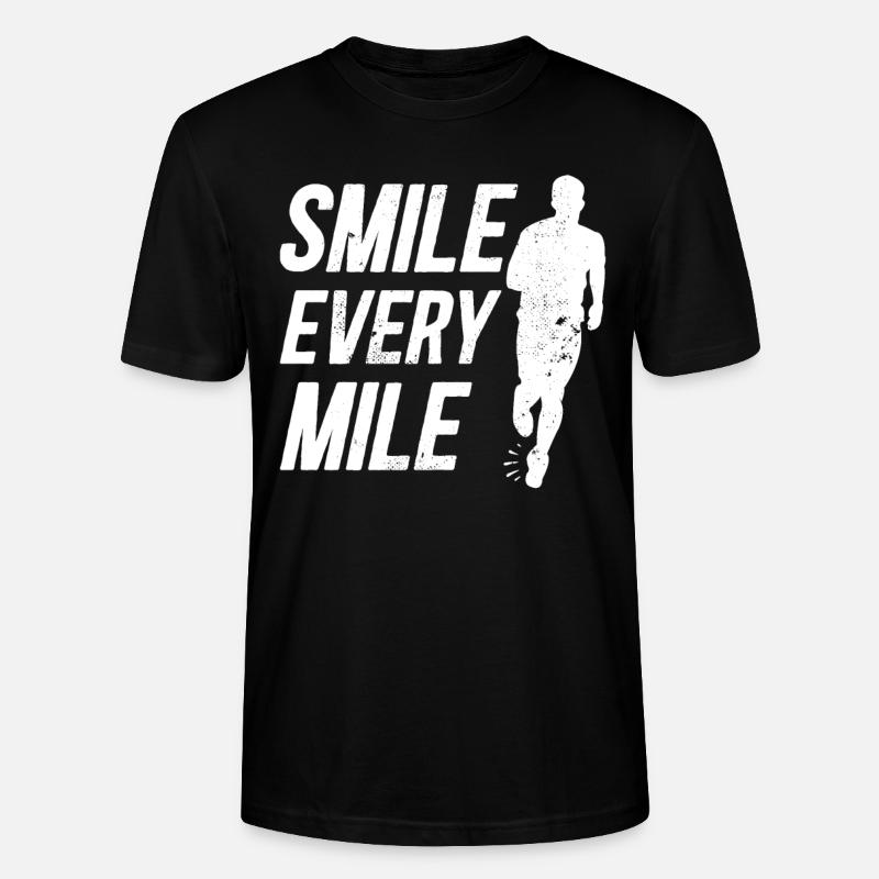 Smile Every Mile Läufer Spruch - Stanley/Stella Unisex Bio-T-Shirt CRAFTER - Schwarz