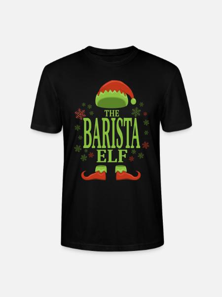 Barista Christmas Elf - Stanley/Stella CRAFTER Unisex Organic T-Shirt - black