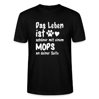 Mops machen das Leben schöner Lustiges Mops - Stanley/Stella Unisex Bio-T-Shirt CRAFTER - Schwarz - Vorne - Alina (178cm) & Michal (187cm)