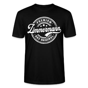 Zimmermann Original Lustiges Zimmerer - Stanley/Stella Unisex Bio-T-Shirt CRAFTER - Schwarz - Vorne - Alina (178cm) & Michal (187cm)