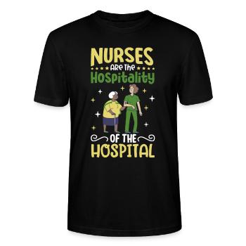 Nurse Nursing Clinic Paramedic - Stanley/Stella CRAFTER Unisex Organic T-Shirt - black - Front - Alina (178cm) & Michal (187cm)