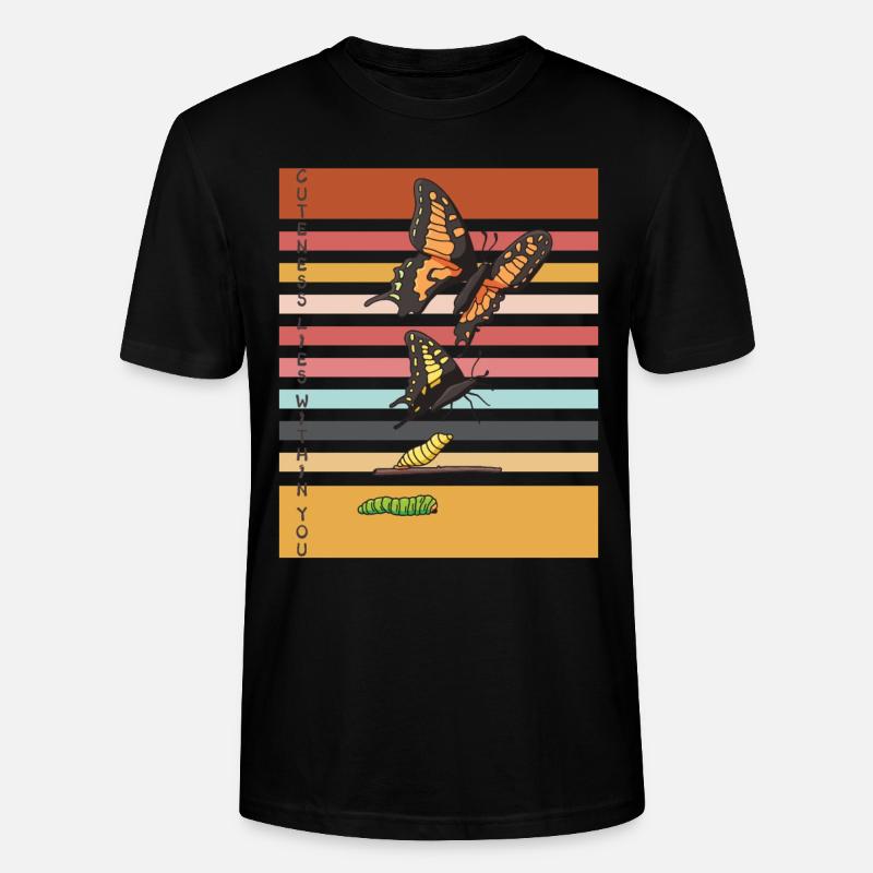 Cute Butterfly Evolution Butterflies - Stanley/Stella CRAFTER Unisex Organic T-Shirt - black