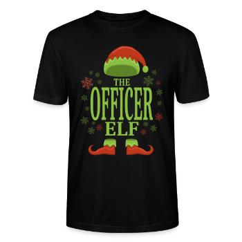 Offizier Weihnachtself - Stanley/Stella Unisex Bio-T-Shirt CRAFTER - Schwarz - Vorne - Alina (178cm) & Michal (187cm)