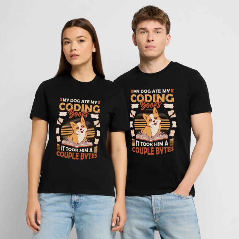 Dog Bytes Code Computer Joke Programmation T-shirt bio CRAFTER Stanley Stella Unisexe