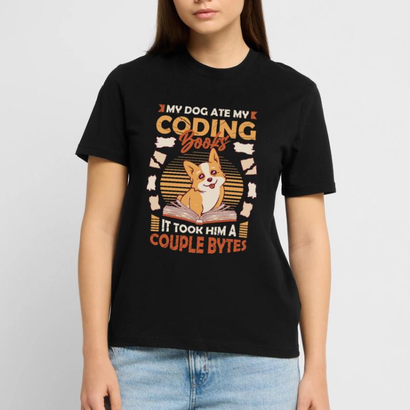 Dog Bytes Code Computer Joke Programmation T-shirt bio CRAFTER Stanley Stella Unisexe