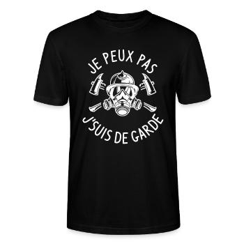 Je Peux Pas J'Suis De Garde Pompier - T-shirt bio CRAFTER Stanley Stella Unisexe - noir - Devant - Alina (178cm) & Michal (187cm)