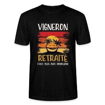 vigneron retraité - T-shirt bio CRAFTER Stanley Stella Unisexe - noir - Devant - Alina (178cm) & Michal (187cm)