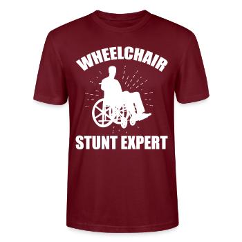 Funny Spinal Cord Injury Wheelchair Cross-Section - Stanley/Stella CRAFTER Unisex Organic T-Shirt - burgundy - Front - Alina (178cm) & Michal (187cm)
