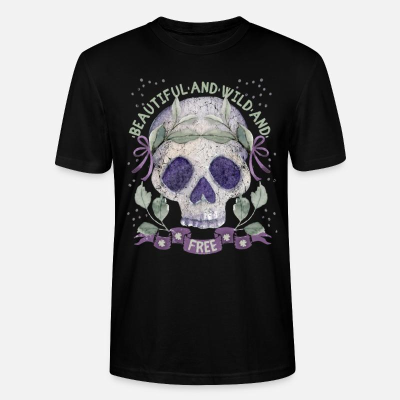 Crâne Couronne de laurier romantique - T-shirt bio CRAFTER Stanley Stella Unisexe - noir
