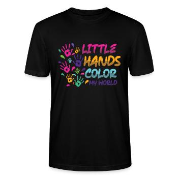Little Hands Color My World Kindergarten Lehrerin - Stanley/Stella Unisex Bio-T-Shirt CRAFTER - Schwarz - Vorne - Alina (178cm) & Michal (187cm)
