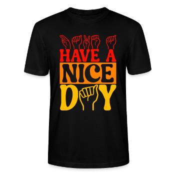 Taub Taubstumm Deaf - Stanley/Stella Unisex Bio-T-Shirt CRAFTER - Schwarz - Vorne - Alina (178cm) & Michal (187cm)