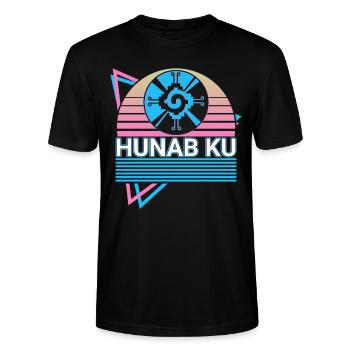 Hunab Ku Maya Aztec Rétro - T-shirt bio CRAFTER Stanley Stella Unisexe - noir - Devant - Alina (178cm) & Michal (187cm)